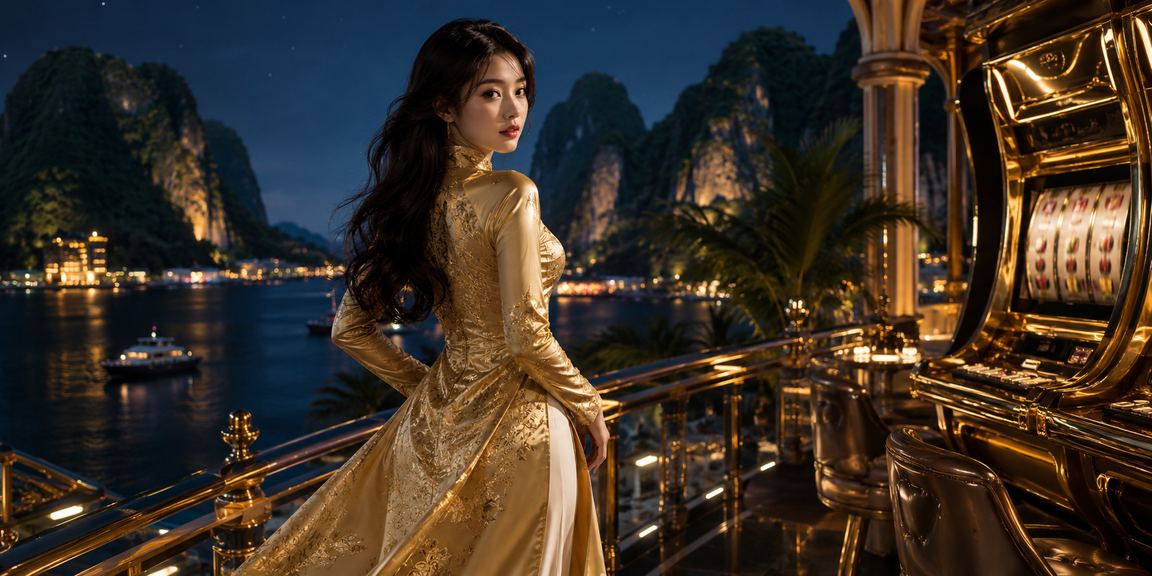 Người dùng Ninh Bình mặc áo dài chơi slot game trên điện thoại